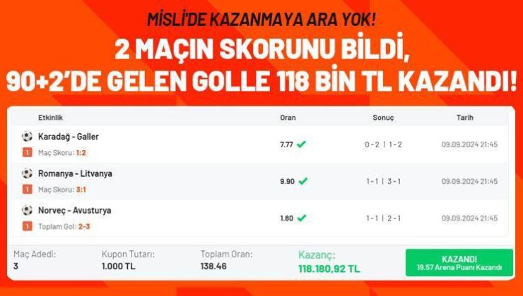 3 maçlık iddaa kuponu yaptı, 90+2’de 118 bin TL kazandı