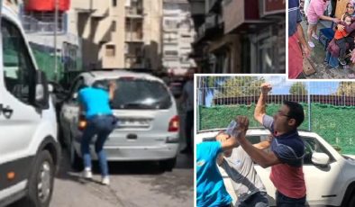 İzmir’de trafiğe engel oldu! Önce otomobilin camını kırdı sonra baygınlık geçirdi