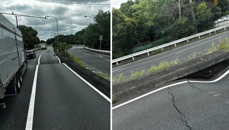 Japonya’da facianın eşiğinden dönüldü: 4 şeritli otoyol çöktü