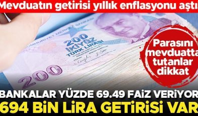 Mevduatın getirisi yıllık enflasyonu aştı! Bankalar yüzde 69.49 faiz veriyor