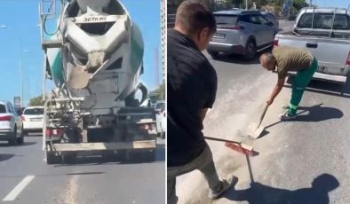 Üsküdar’da beton mikseri yola beton dökerek ilerledi! Sürücüye 12 bin 52 lira para cezası