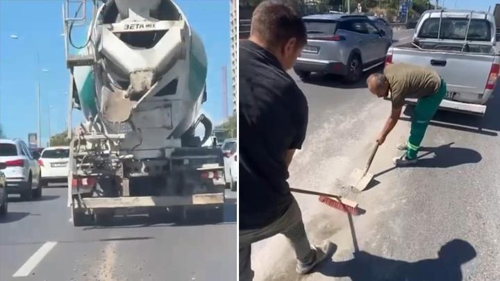 Üsküdar’da beton mikseri yola beton dökerek ilerledi! Sürücüye 12 bin 52 lira para cezası