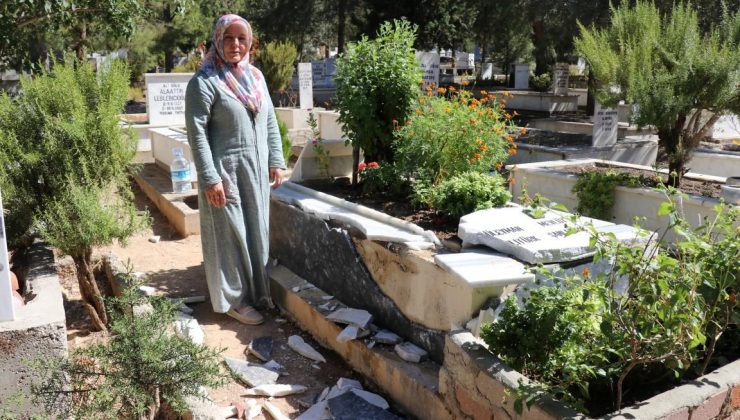 Eşinin mezarına zarar verildiğini görünce şoke oldu: Görücüler zarar vermiş olabilir