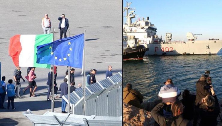 İlk göçmen kafilesi Arnavutluk’ta: Limanda protesto