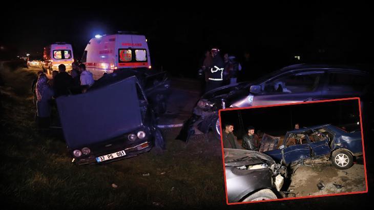 Kastamonu’da otomobil ile çarpışan Tofaş hurdaya döndü: 10 yaralı