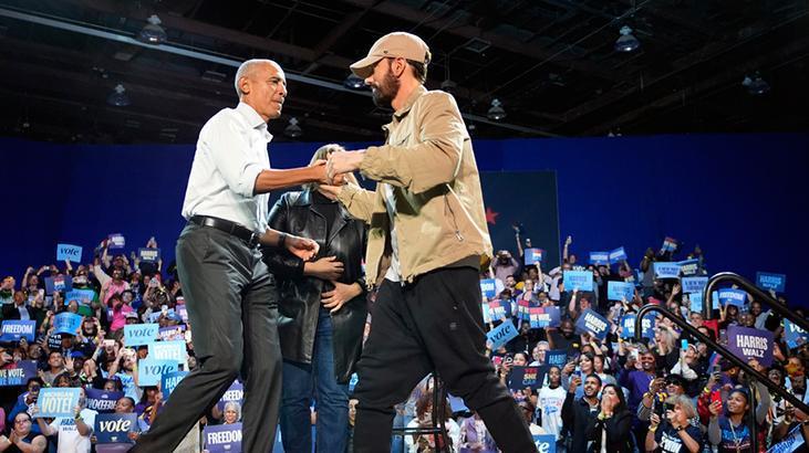 Obama Eminem ile rap yaptı, Trump hakaret yağdırdı!