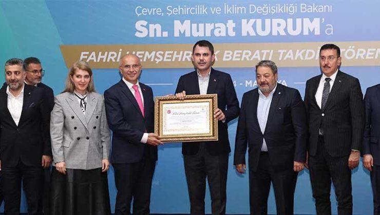 Bakan Kurum Fahri Hemşehrilik Beratı Takdim Töreni’nde konuştu