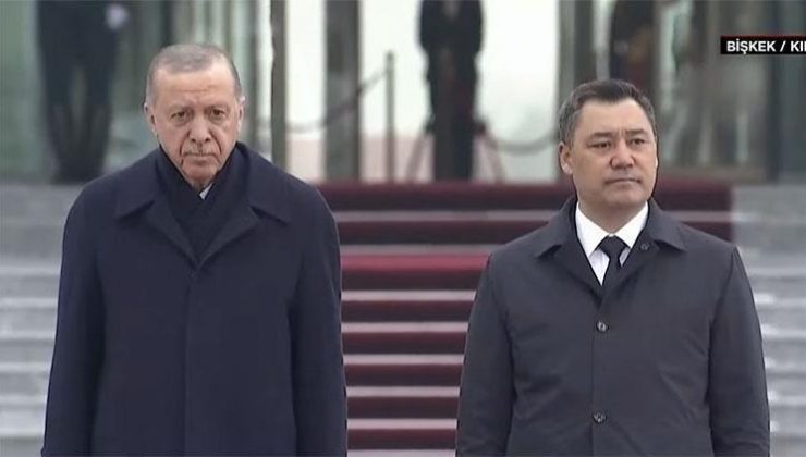 Cumhurbaşkanı Erdoğan Kırgızistan’da Resmi törenle karşılandı