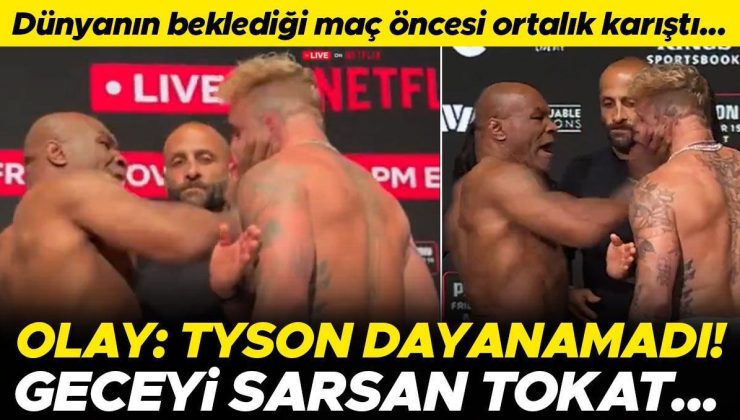 Dünyanın beklediği maç öncesi olay! Mike Tyson, Jake Paul’u tokatladı ve ortalık karıştı…