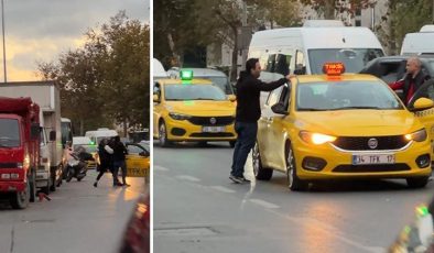 İstanbul’da taksi durmayınca çılgına döndü