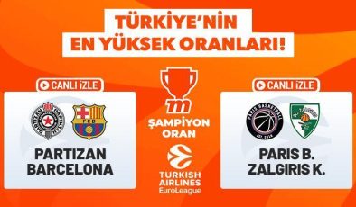 Partizan – Barcelona ve Paris Basket – Zalgiris maçlarının heyecanı Türkiye’nin En Yüksek Oranları ile Misli’de canlı yayında!