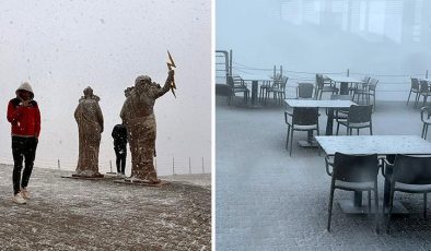 Sıcaklık sert düştü: Antalya’ya mevsimin ilk karı yağdı